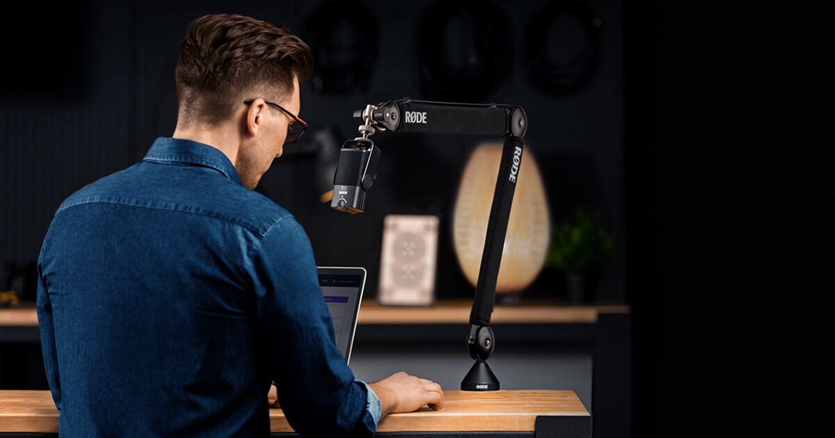 Rode's PSA1+ boom arm works with small mics and cameras too