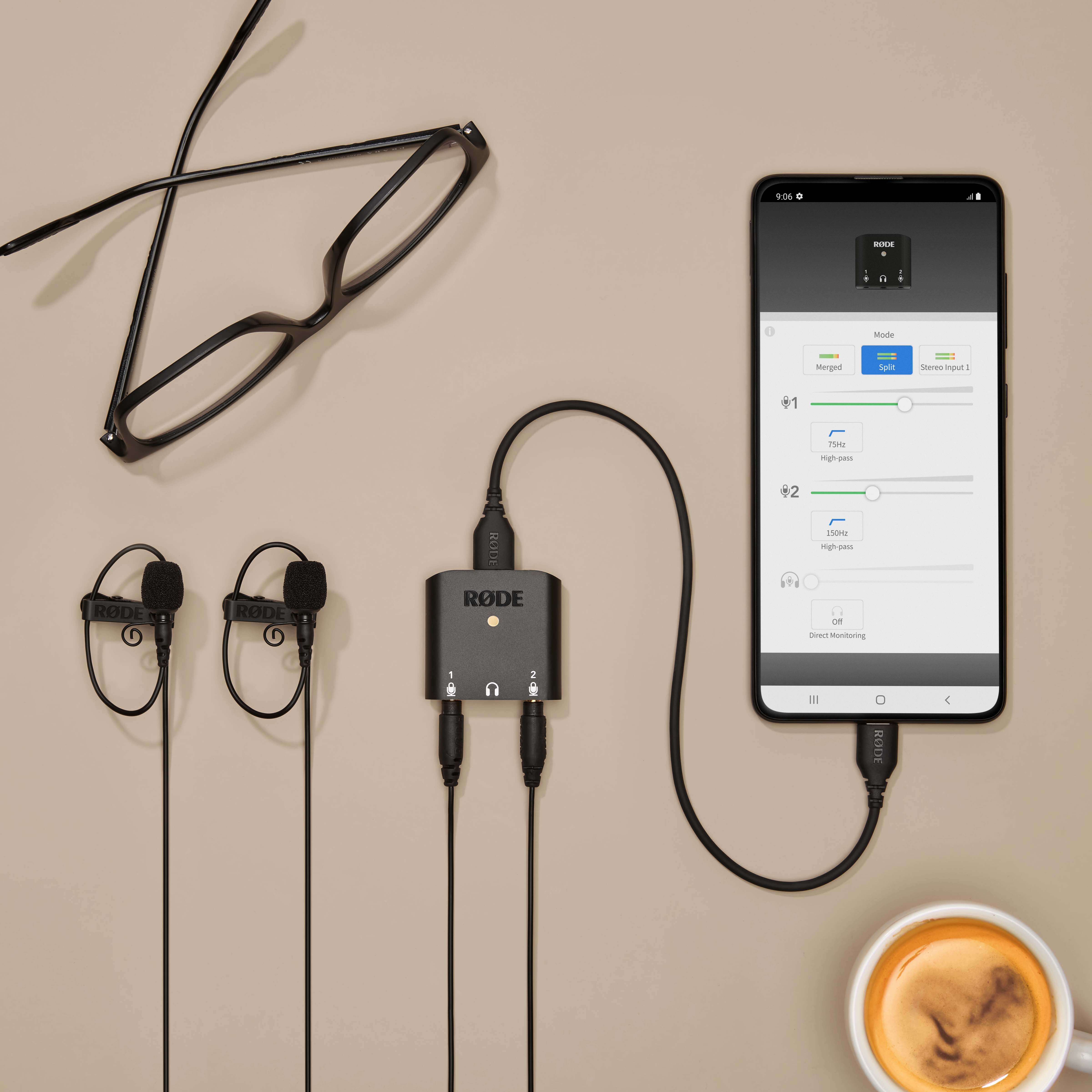 AI-Micro connected to Samsung using RØDE Central