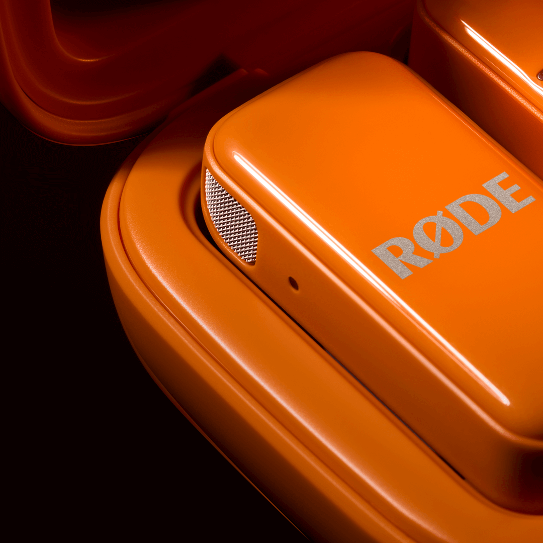 Close up of Orange Wireless Micro Microphone
