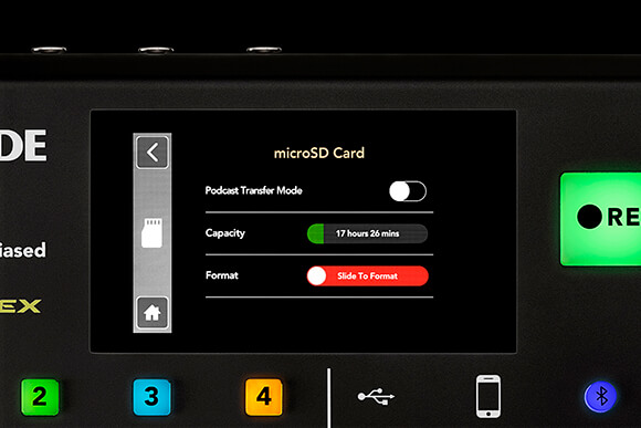 rodecaster pro microsd card menu
