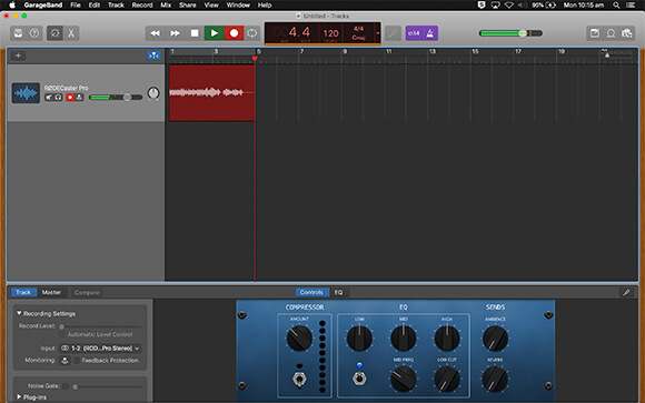 RØDECaster Pro GarageBand settings