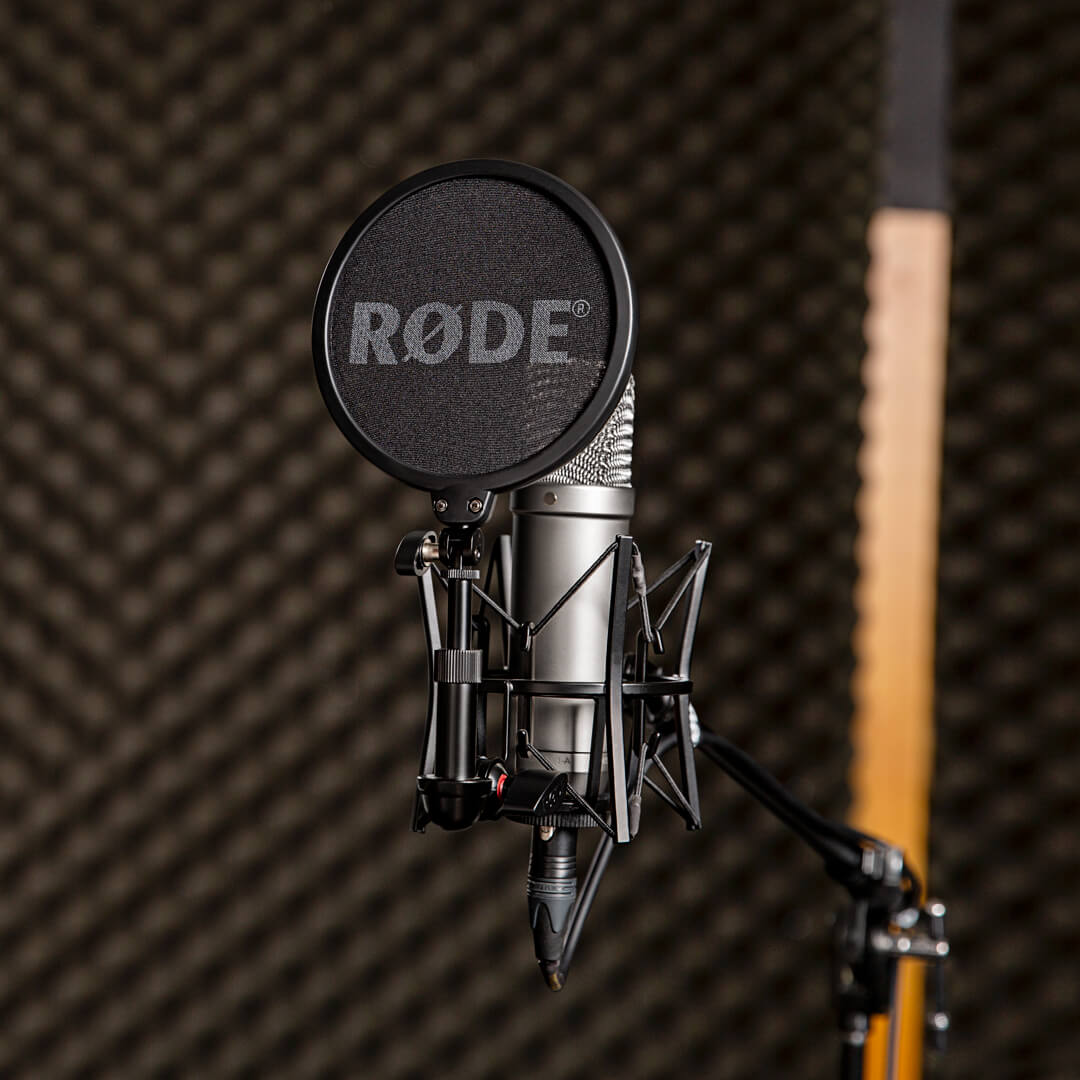 NT1-A with popfilter with sound proofing phone in background