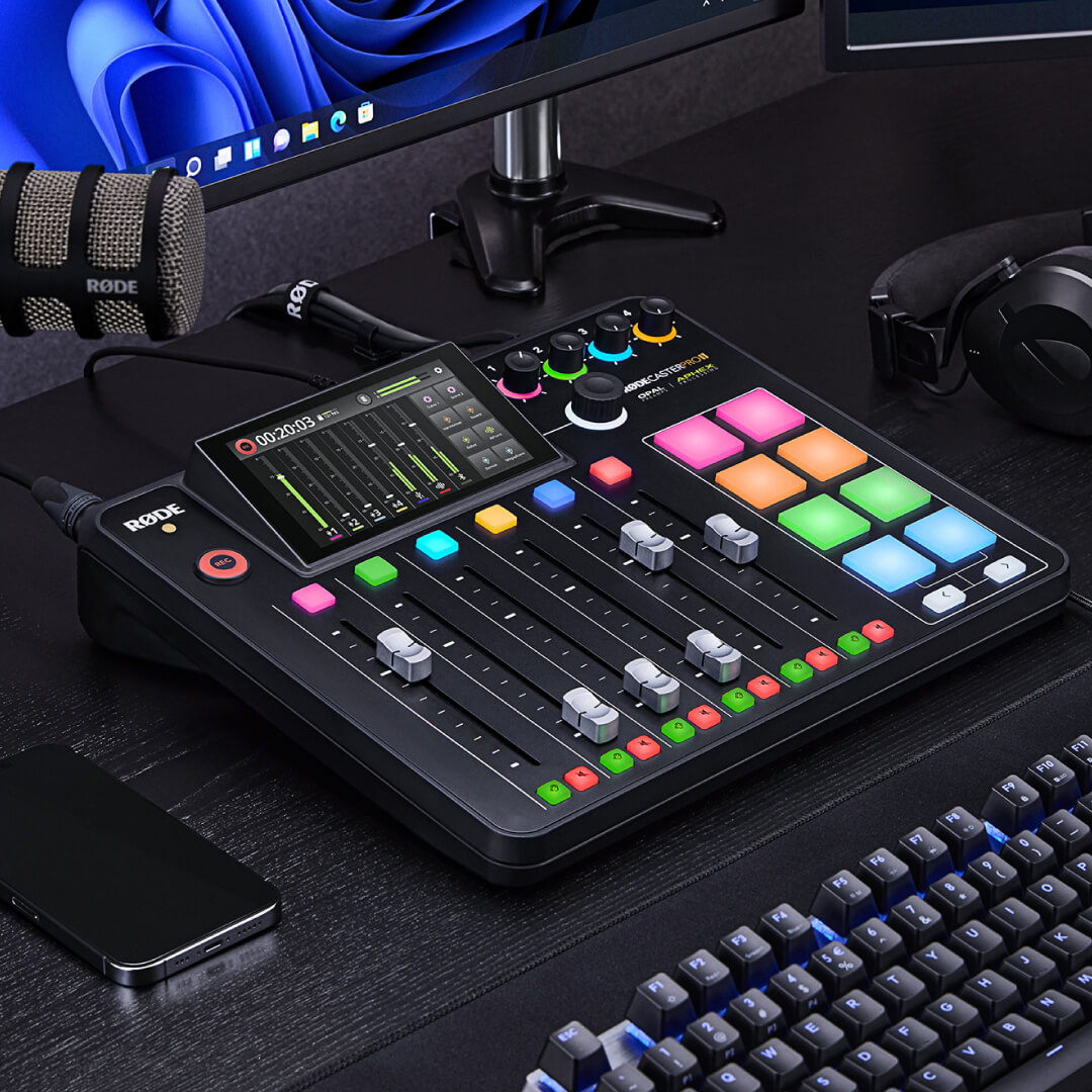 rodecaster pro II on a desk