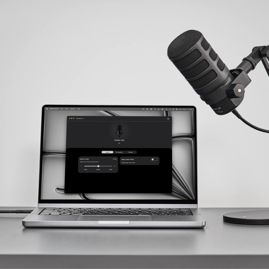 PodMic USB connected to RØDE Central