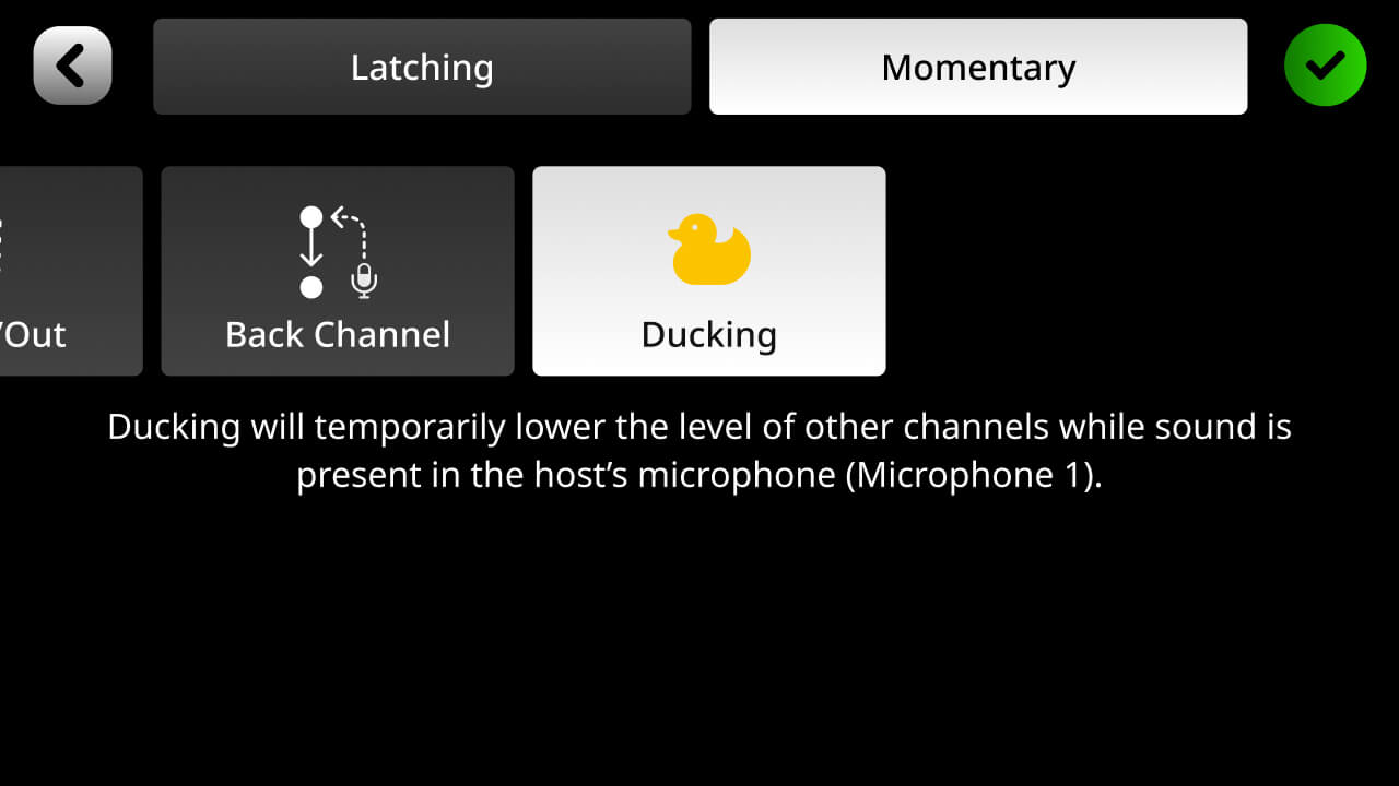 RØDECaster Duo Ducking setup screen