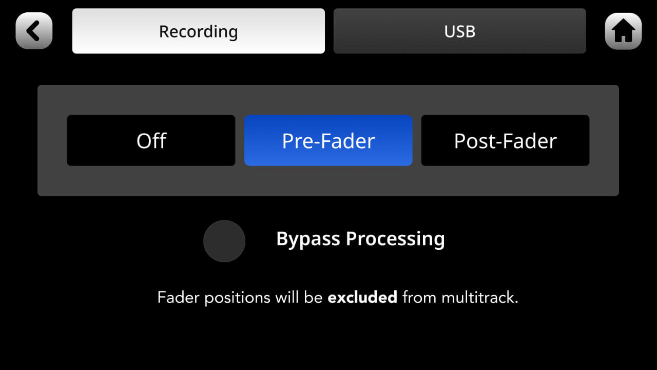 RØDECaster Duo pre-fader selected