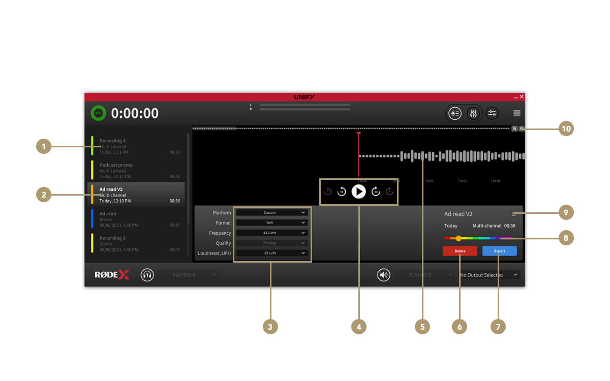 UNIFY recording window feature points