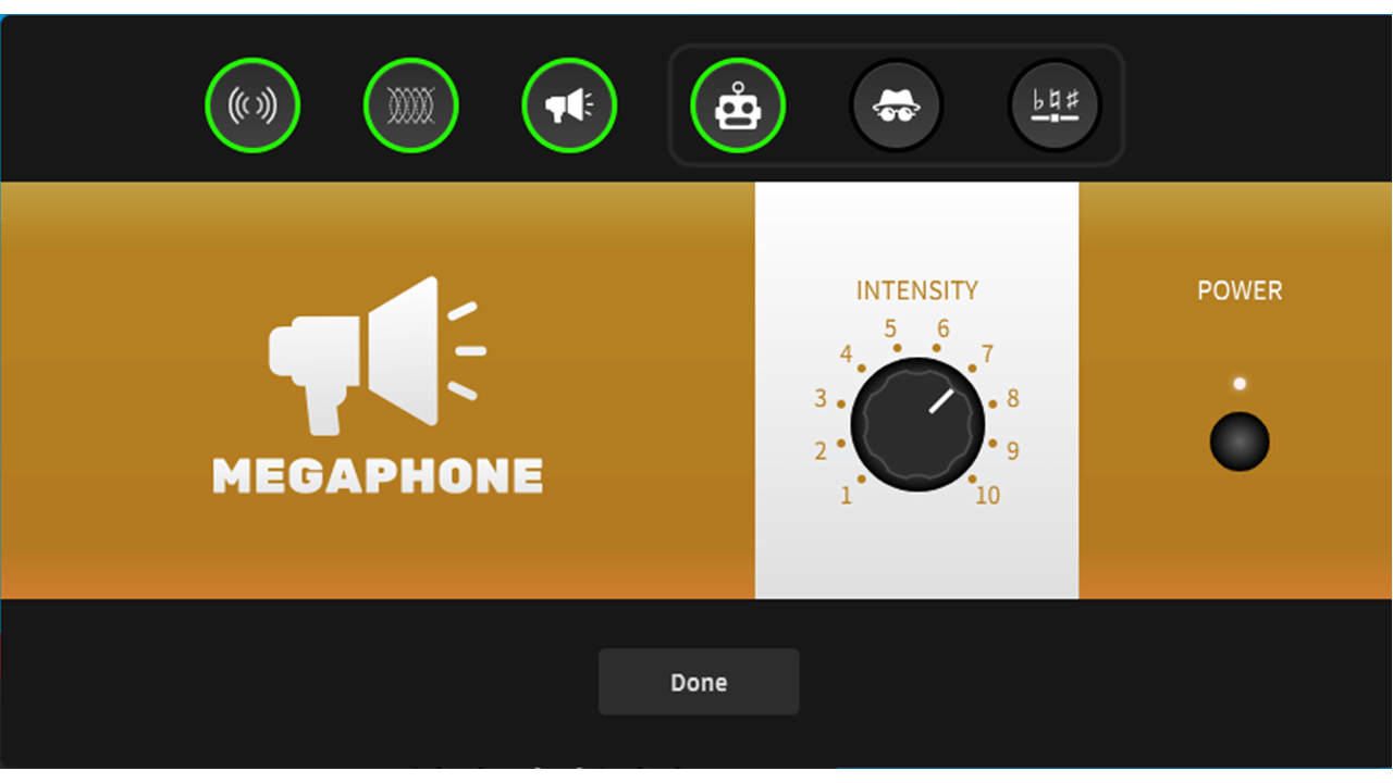 UNIFY megaphone effect settings