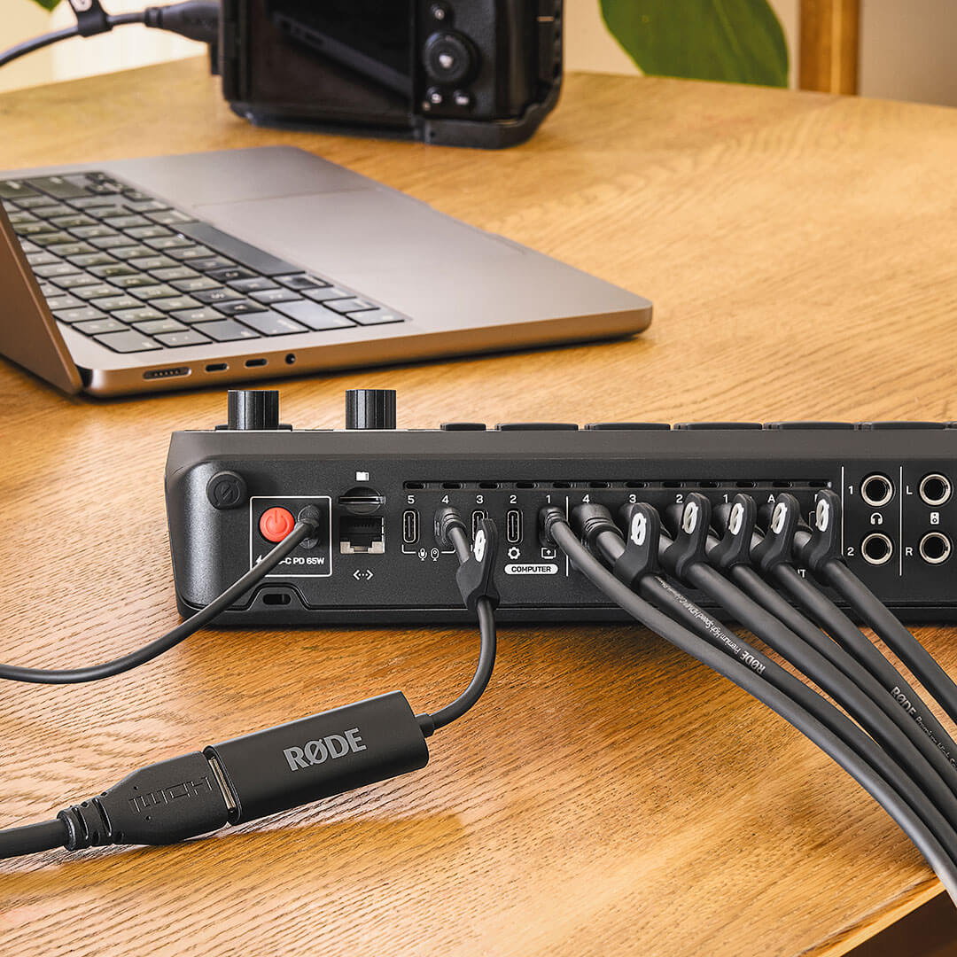 HDMI converter plugged into RØDECaster Video