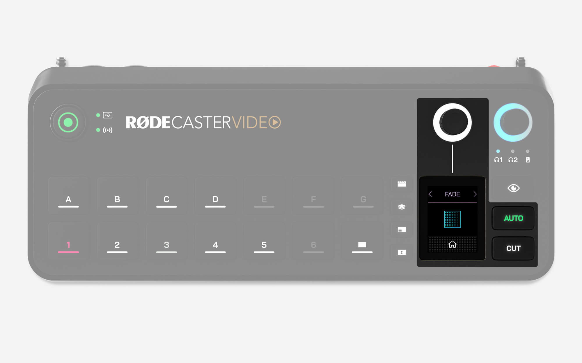 RØDECaster Video Cut and Auto buttons