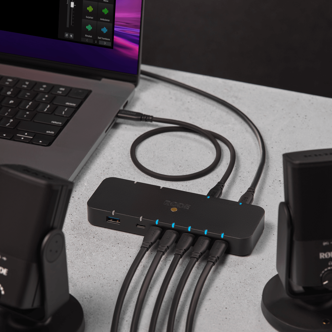 RØDE Hub connected to various USB-C devices