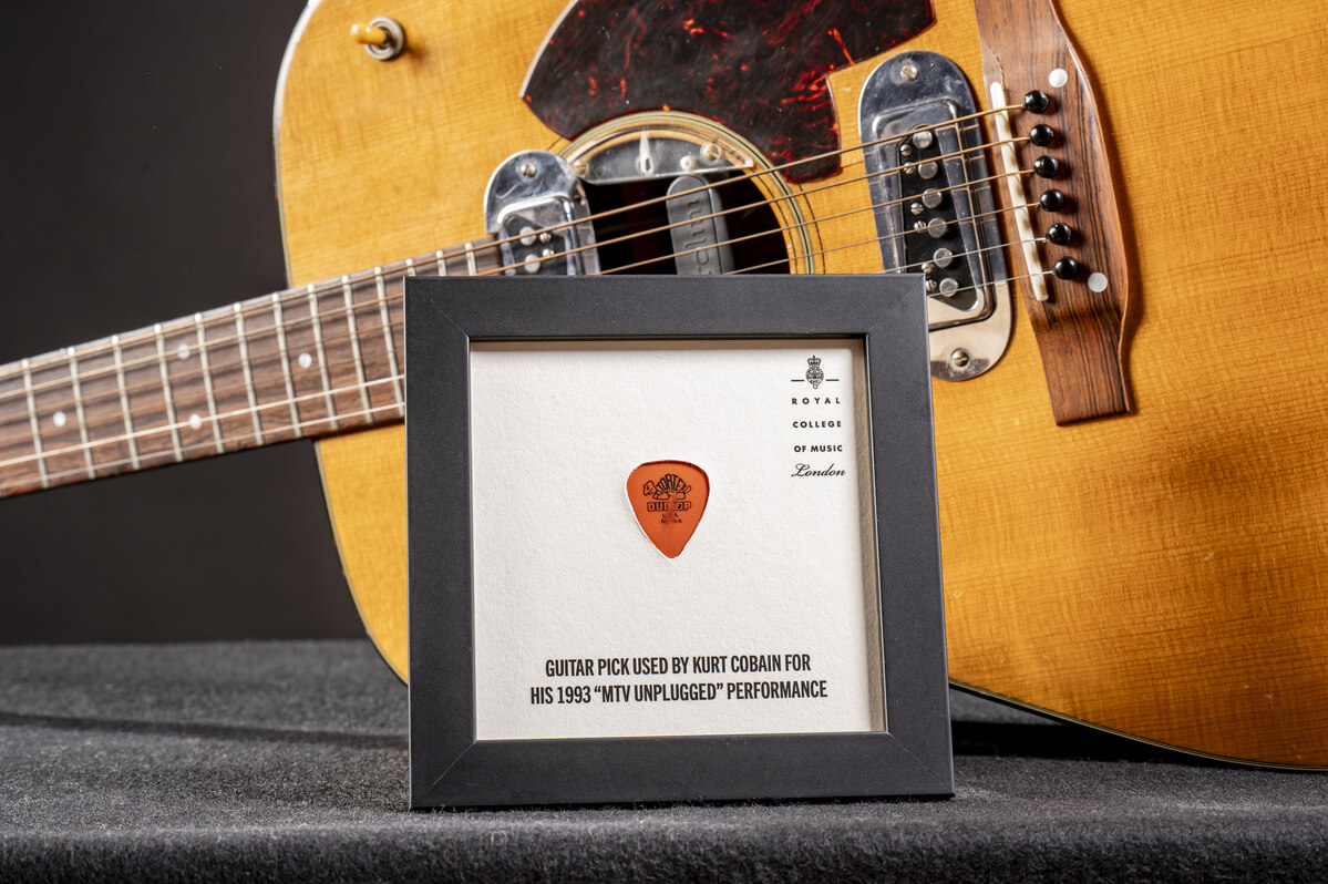 Kurt Cobain’s iconic MTV Unplugged guitar with used guitar pick