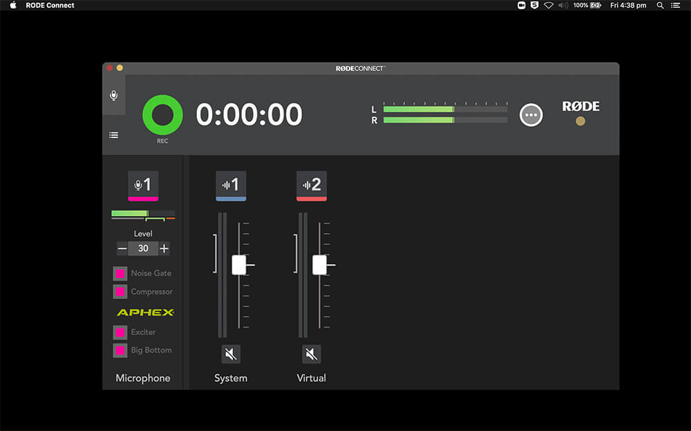 Screenshot of Effects Processing within microphone channel